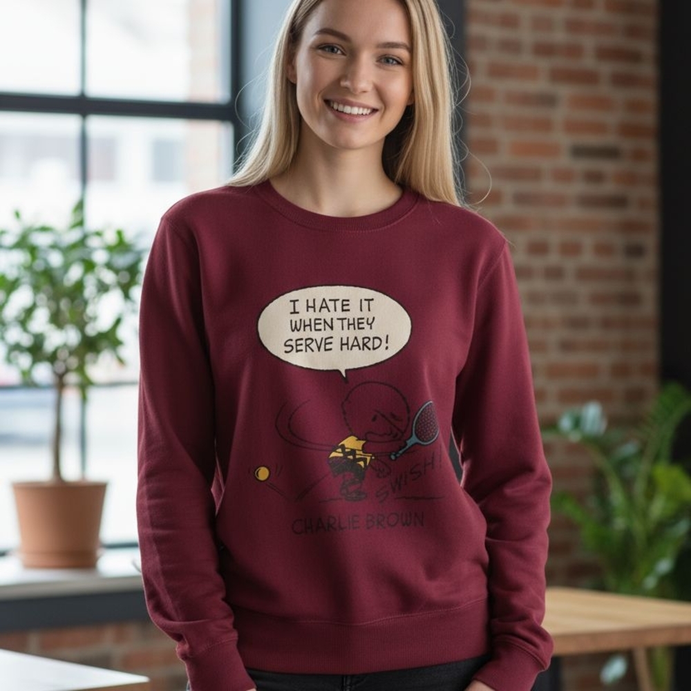 Vintage Peanuts Uniqlo CHARLIE B Maroon Crewneck Medium‎